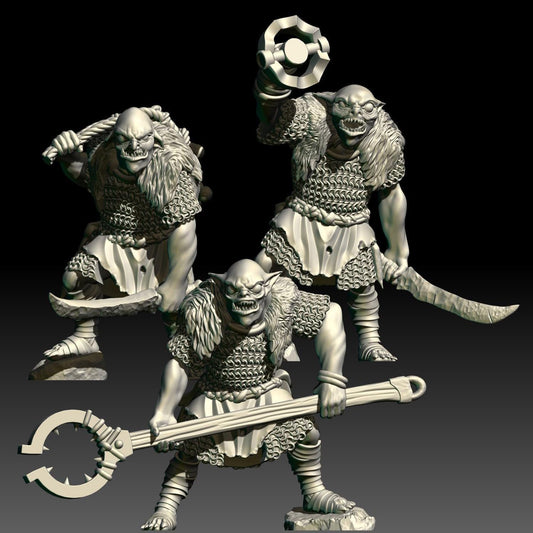 3D render of 3D printable dark fantasy goblin miniatures