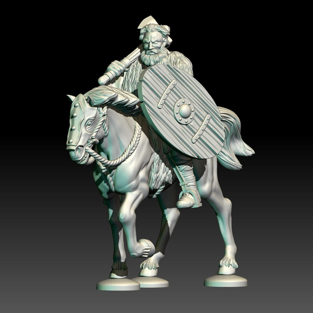 3d render of dark fantasy viking cavalry miniature