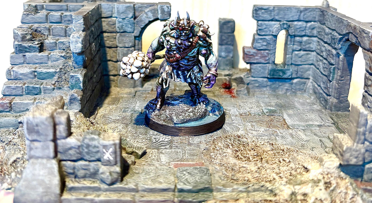 dark fantasy goblin king miniature in ruin