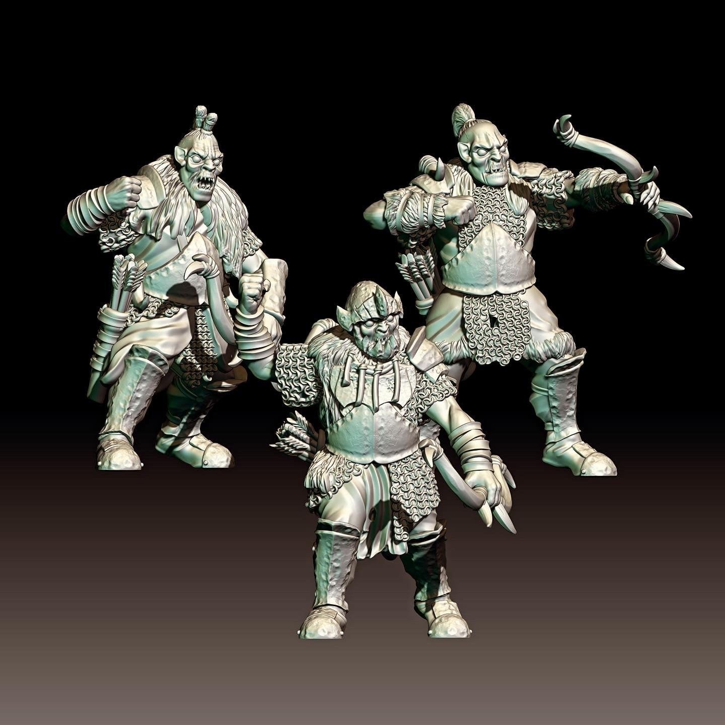 3d render of dark fantasy orc miniatures