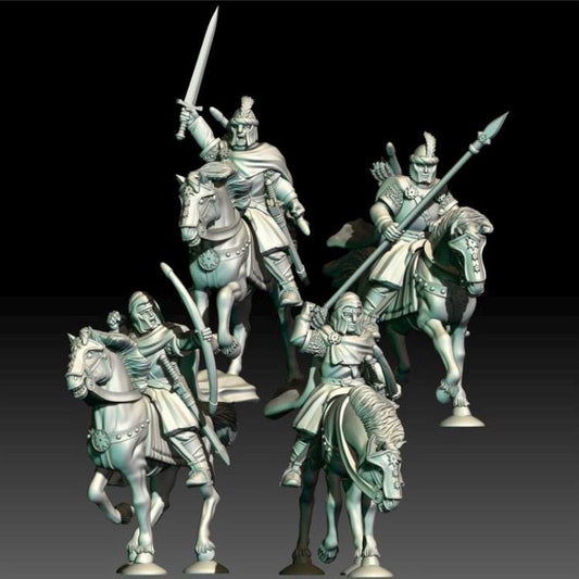 digital render of dark fantasy mounted ranger miniatures
