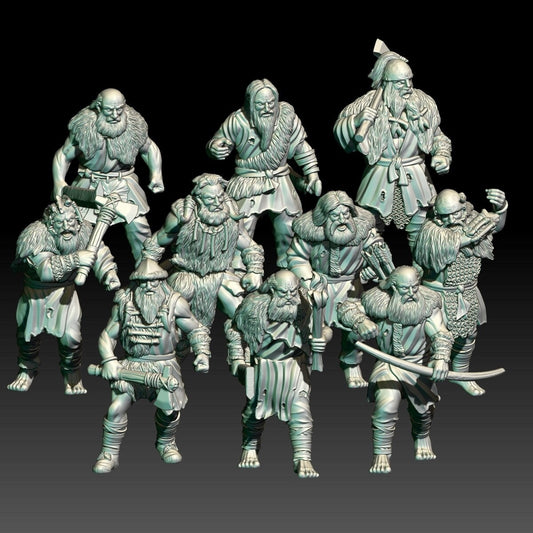 digital render of dark fantasy hillmen miniatures