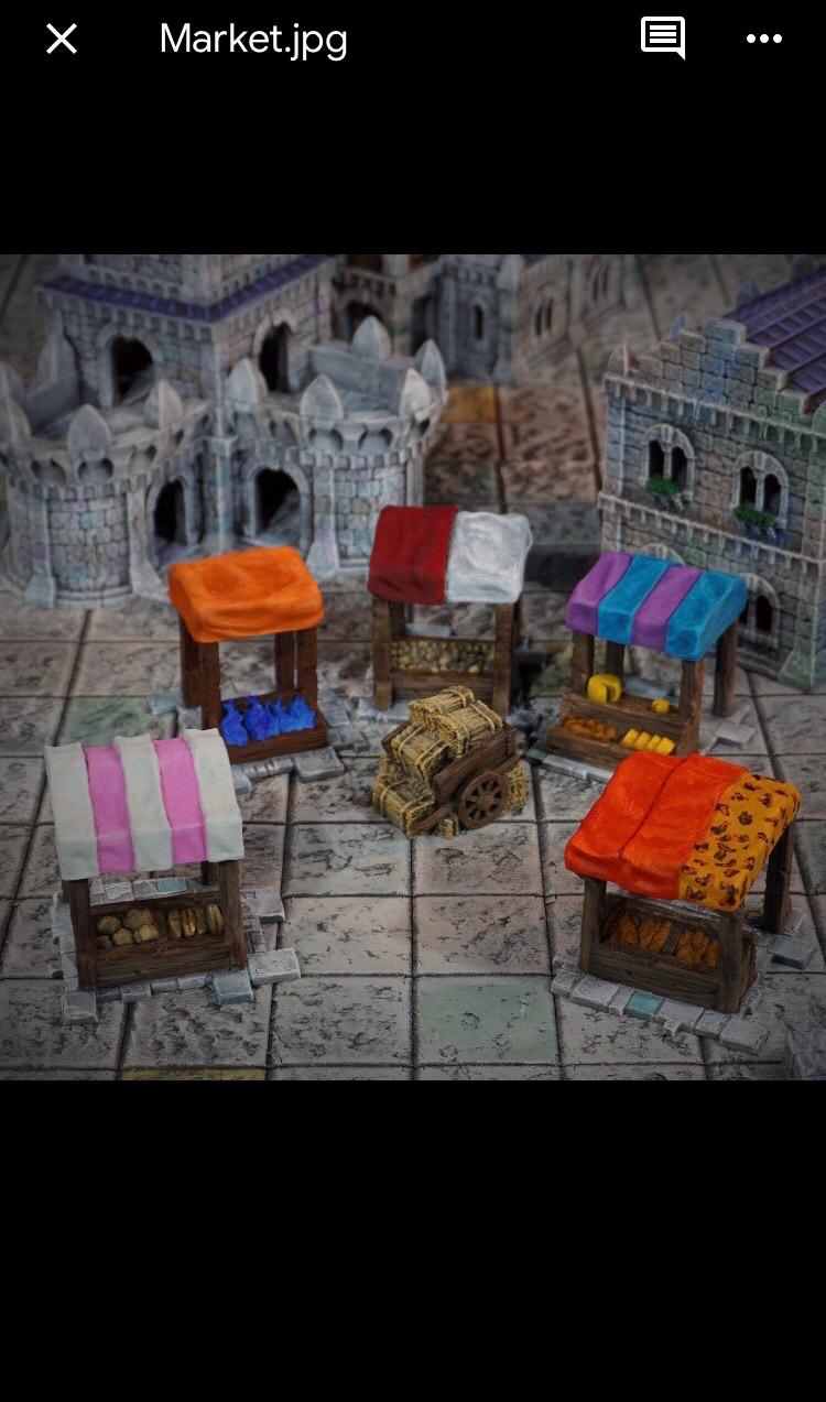 Fantasy Scatter Terrain for tabletop wargames and RPGs, Market Stalls
