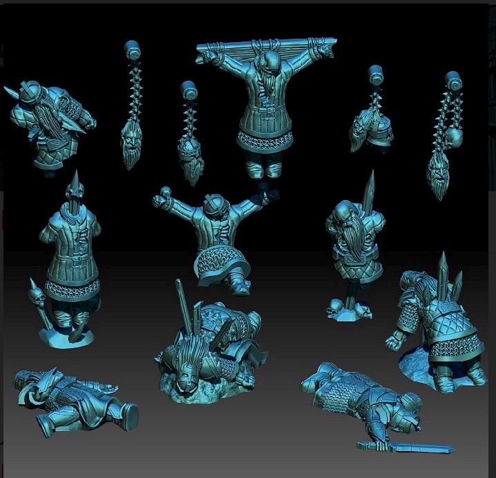 digital render of dark fantasy dwarf casualty scatter terrain