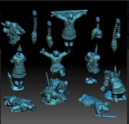 digital render of dark fantasy dwarf casualty scatter terrain