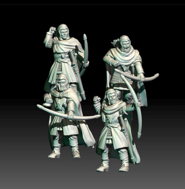 Group image of 3D render of 3D printable dark fantasy Men of the North Units