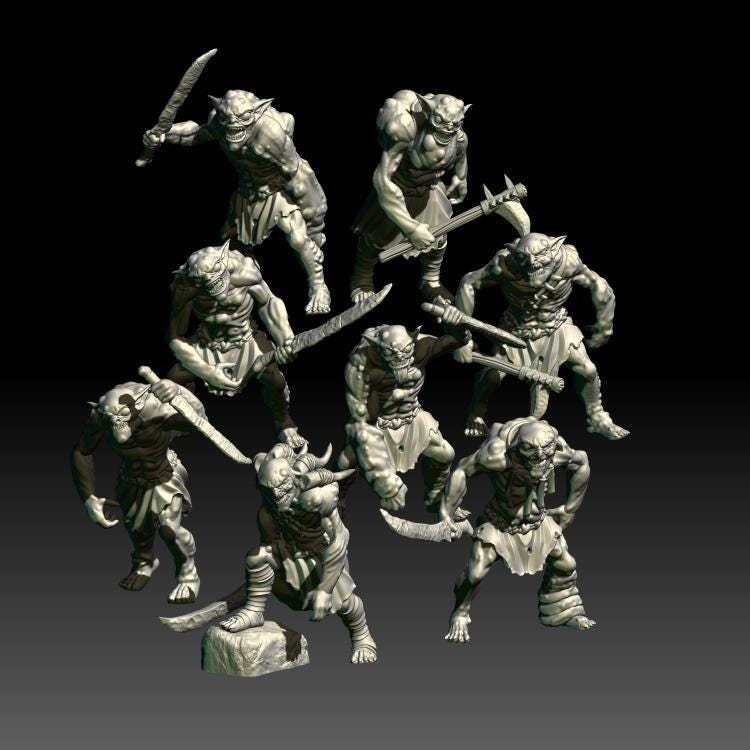 digital render of dark fantasy goblin miniatures / Halgrad Drekh