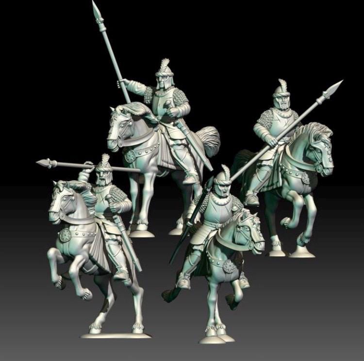 Group image of 3D render of 3D printable dark fantasy Men of the North Units