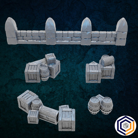 Digital render of medieval fantasy scatter terrain for tabletop wargames
