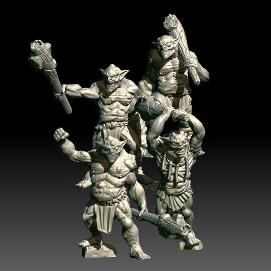 digital render of four goblin elites / Drekh Mauler miniatures Halgrad