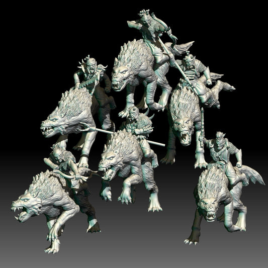 Orc Wolf Riders -28mm resin miniatures