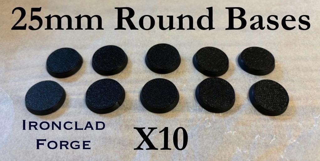 3D printed 25mm round bases for tabletop miniatures
