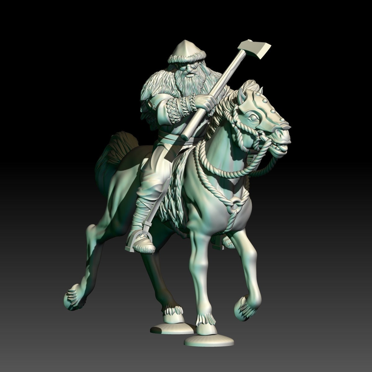 3d render of dark fantasy viking cavalry miniature