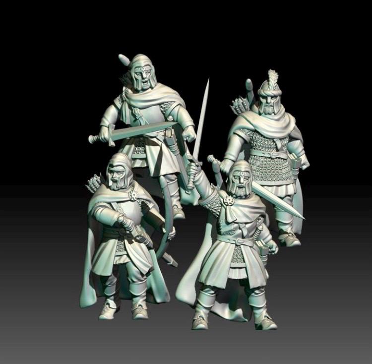 Group image of 3D render of 3D printable dark fantasy Men of the North Units