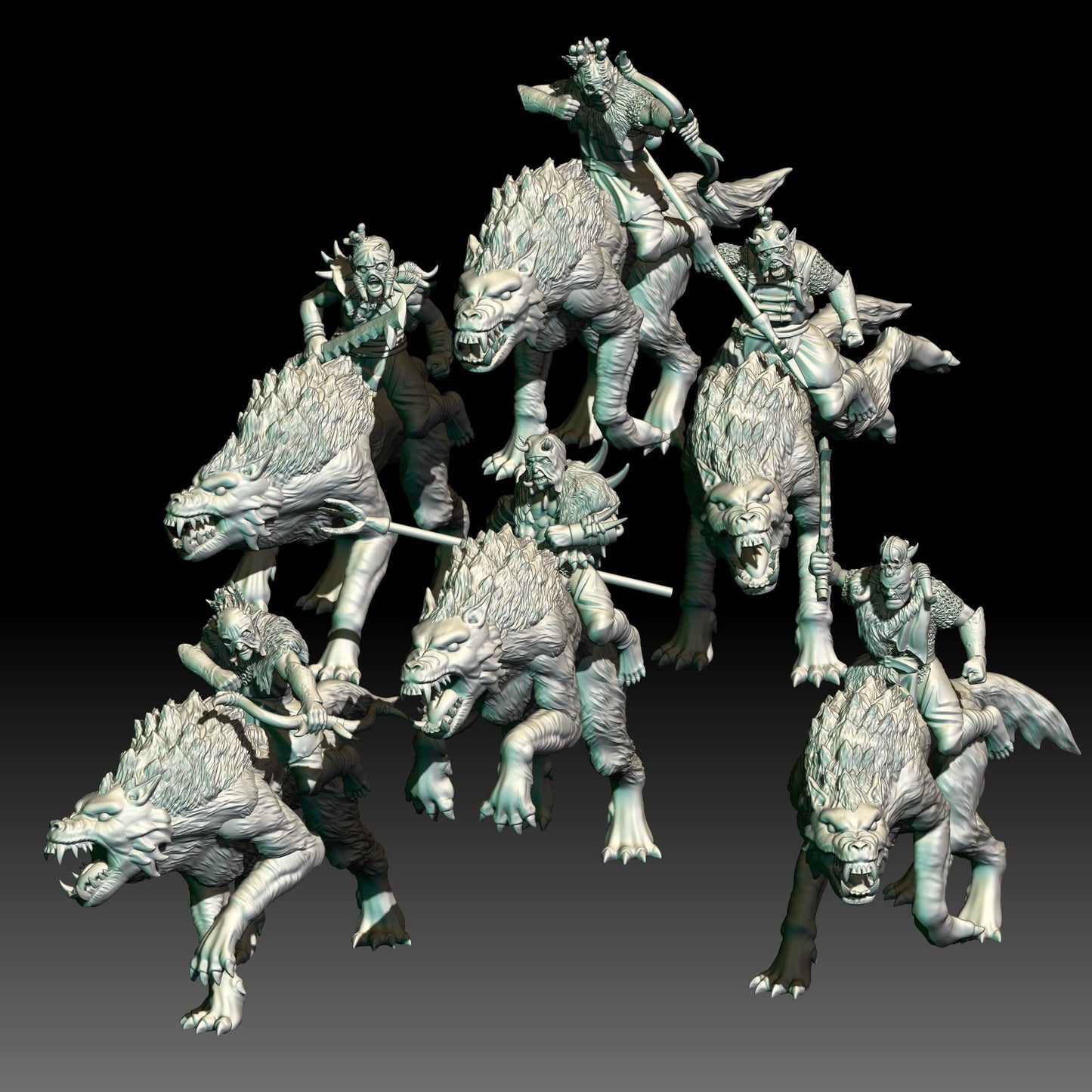 Orc Wolf Riders -28mm resin miniatures