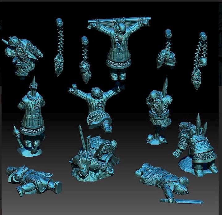 Dwarven Casualties Resin Terrain: Grim Diorama Pieces 28mm