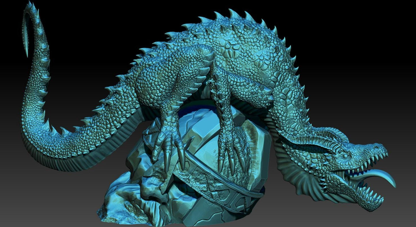 Cave Drake Miniature, Resin 3D Printed, 28mm Scale