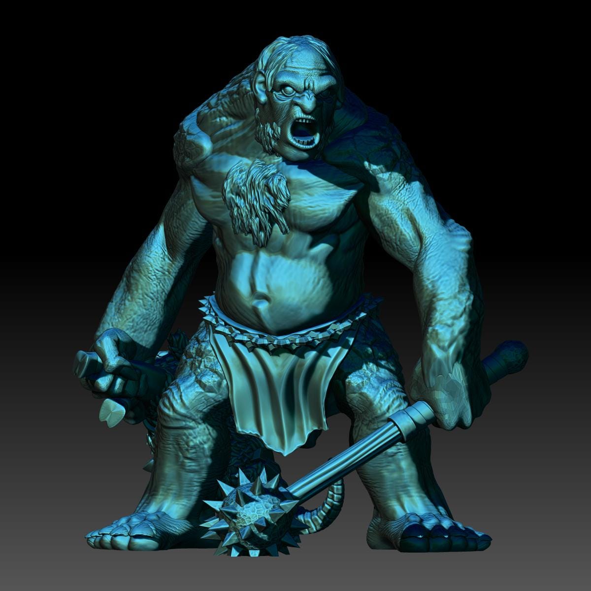 Resin Mountain Troll Miniature: 28mm Tabletop Wargame Figure