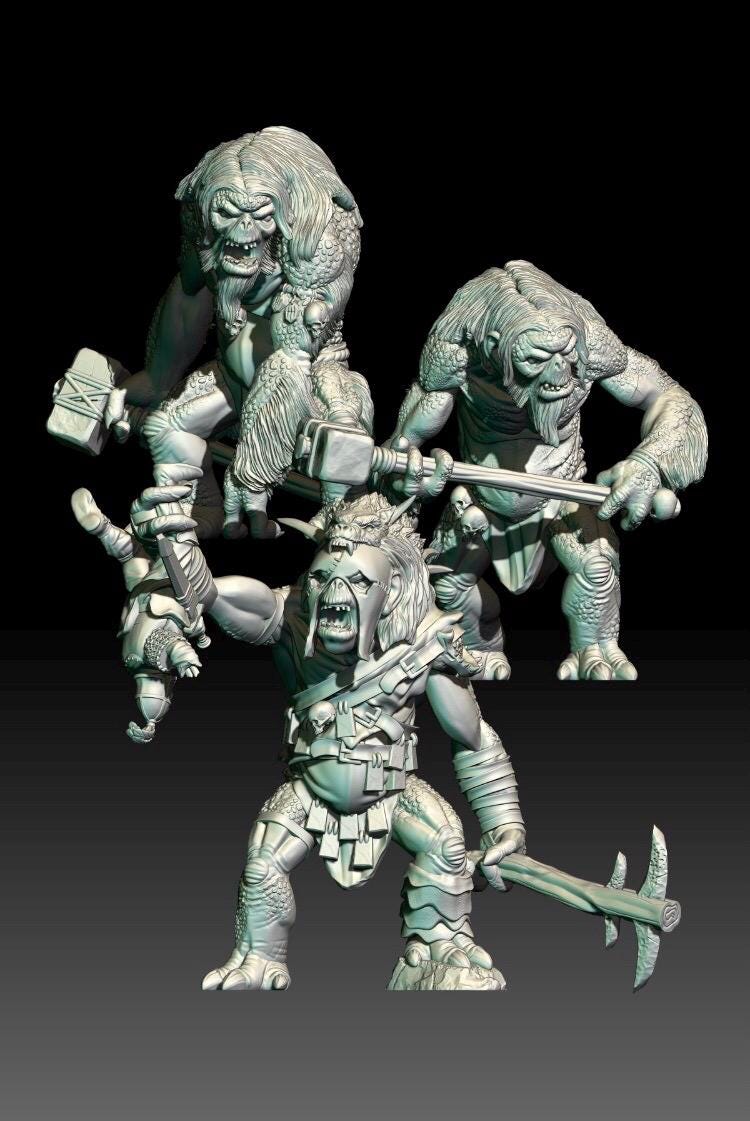 Hill Troll Miniature: 28mm Resin Wargame Figure