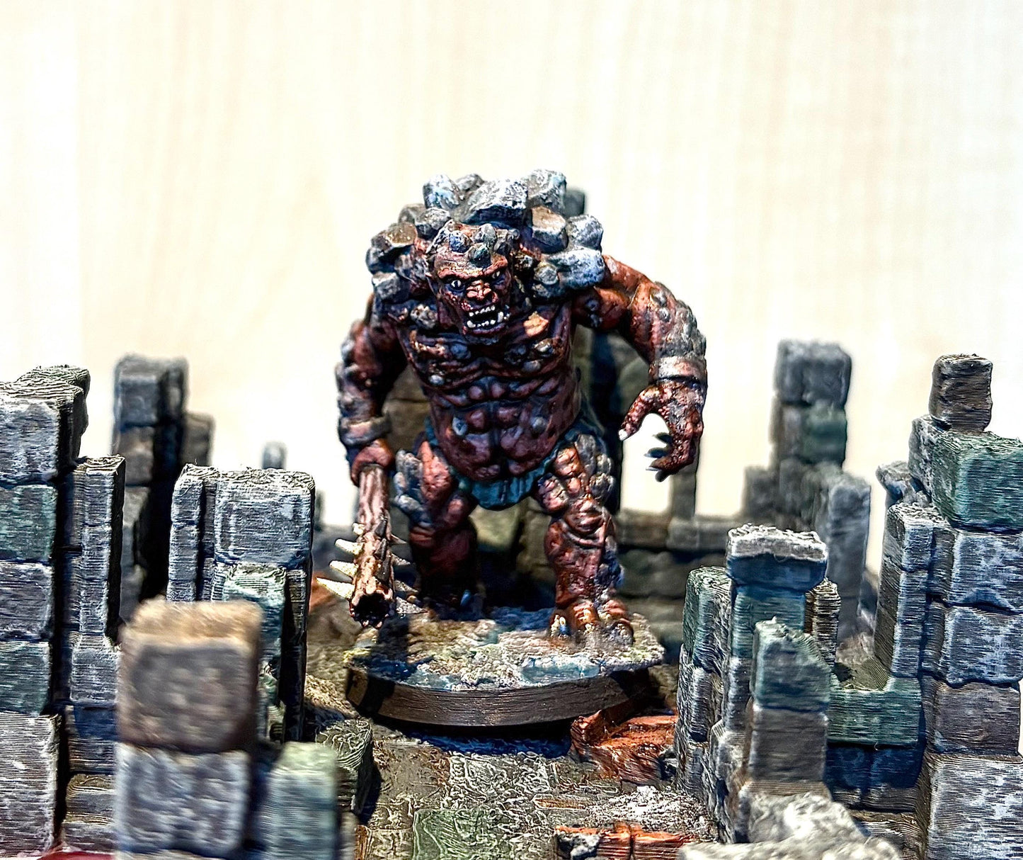 Resin Stone Troll Miniature: 28mm Tabletop Wargame Figure