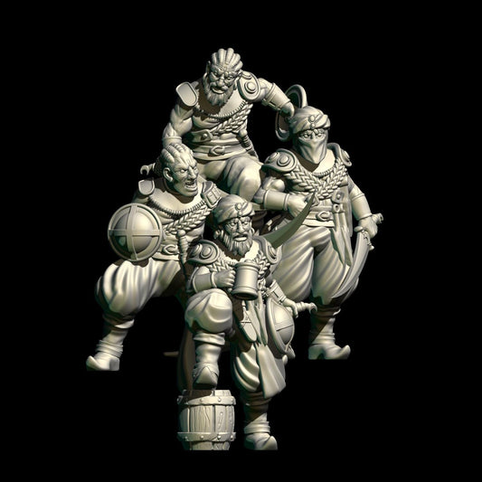 Resin Corsair Miniatures: 28mm Scale, Dark Fantasy Raiders (Set of 6)